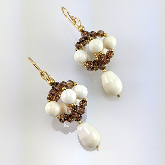 Ivory crystal pearl earrings