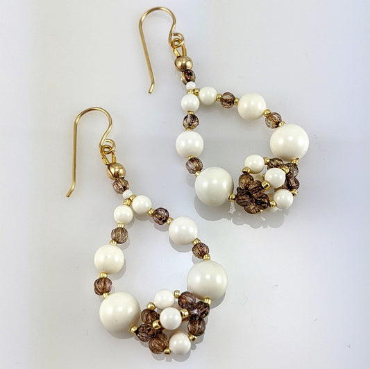 Ivory crystal pearl earrings