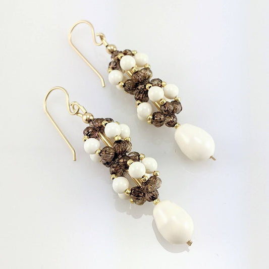 Ivory crystal pearl earrings