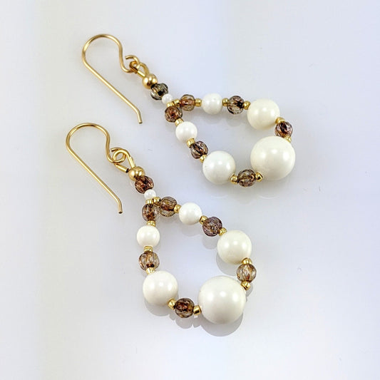 Ivory crystal pearl earrings