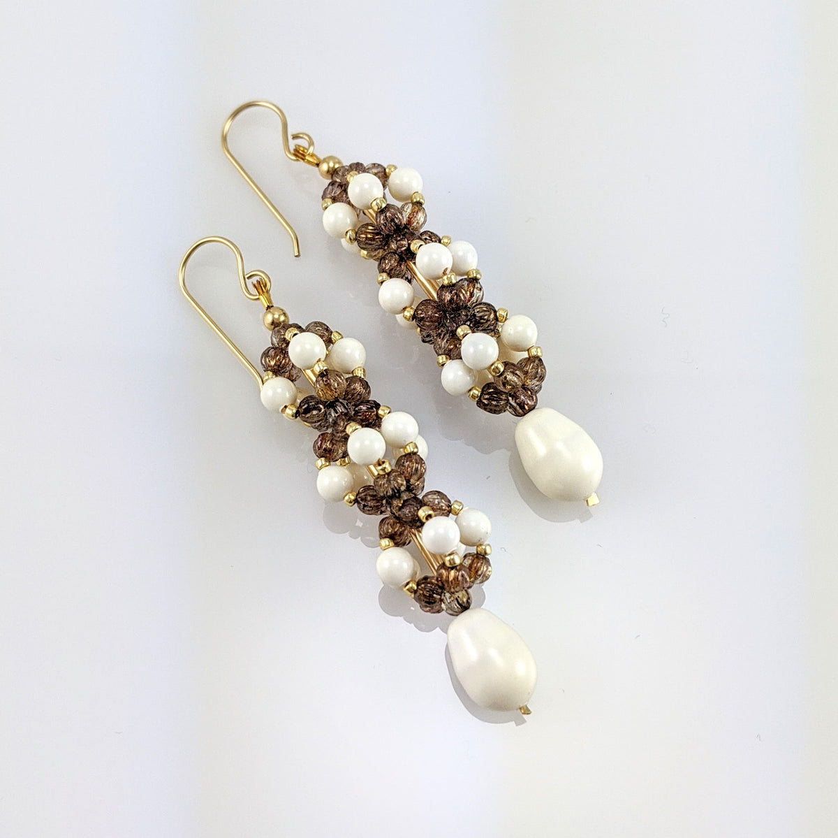 Ivory crystal pearl earrings