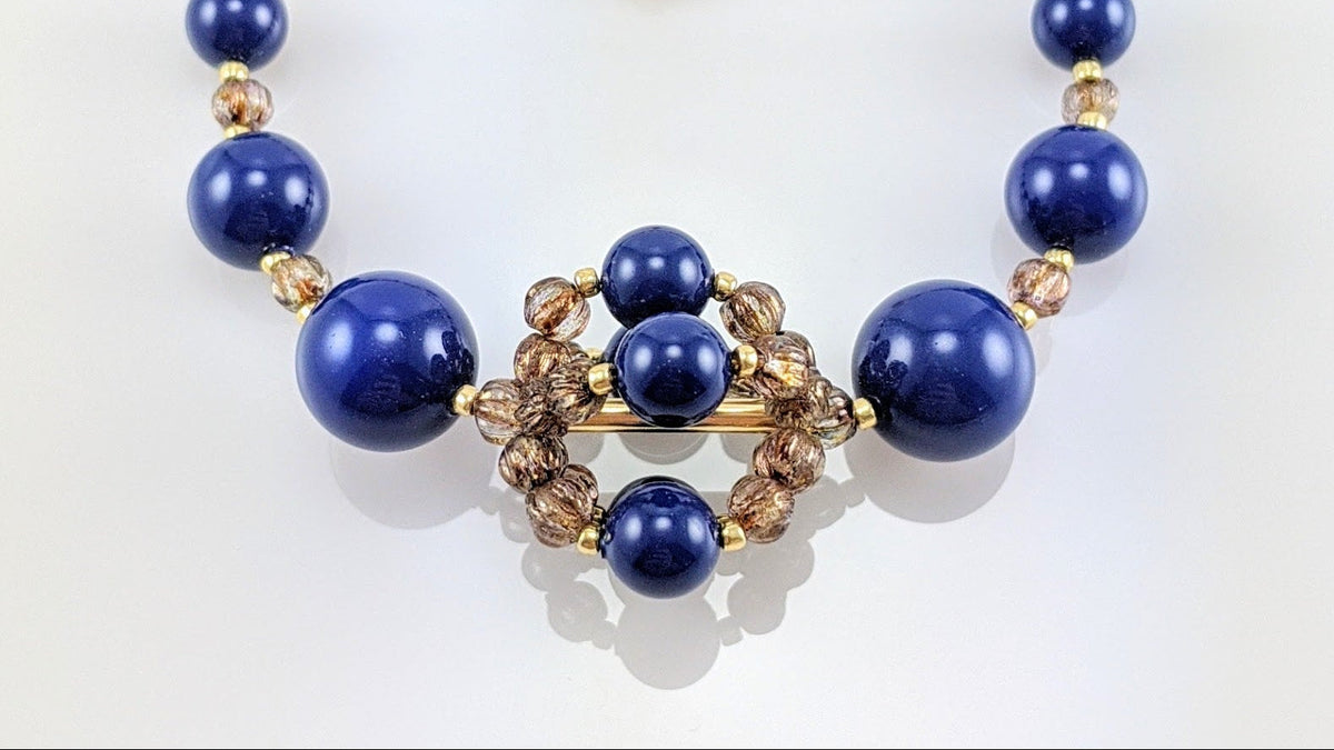 Dark lapis crystal pearl bracelet