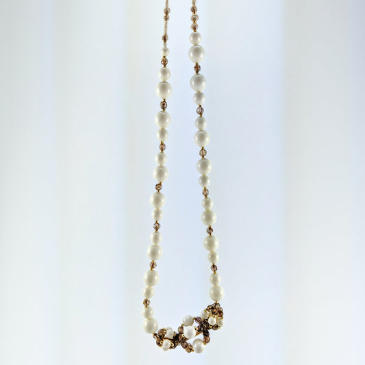 Ivory crystal pearl necklace