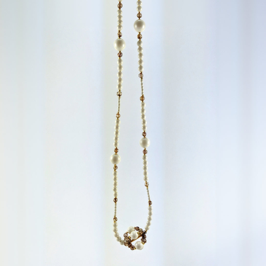 Ivory crystal pearl necklace