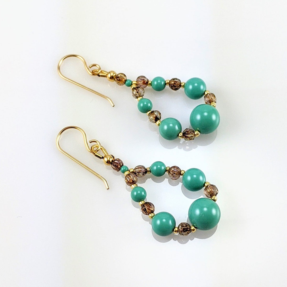 Jade crystal pearl earrings