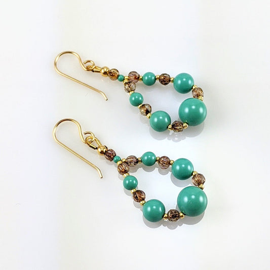 Jade crystal pearl earrings