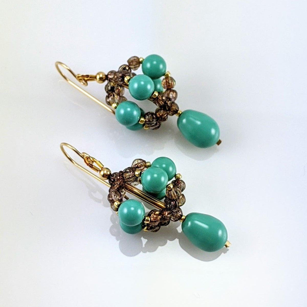 Jade crystal pearl earrings