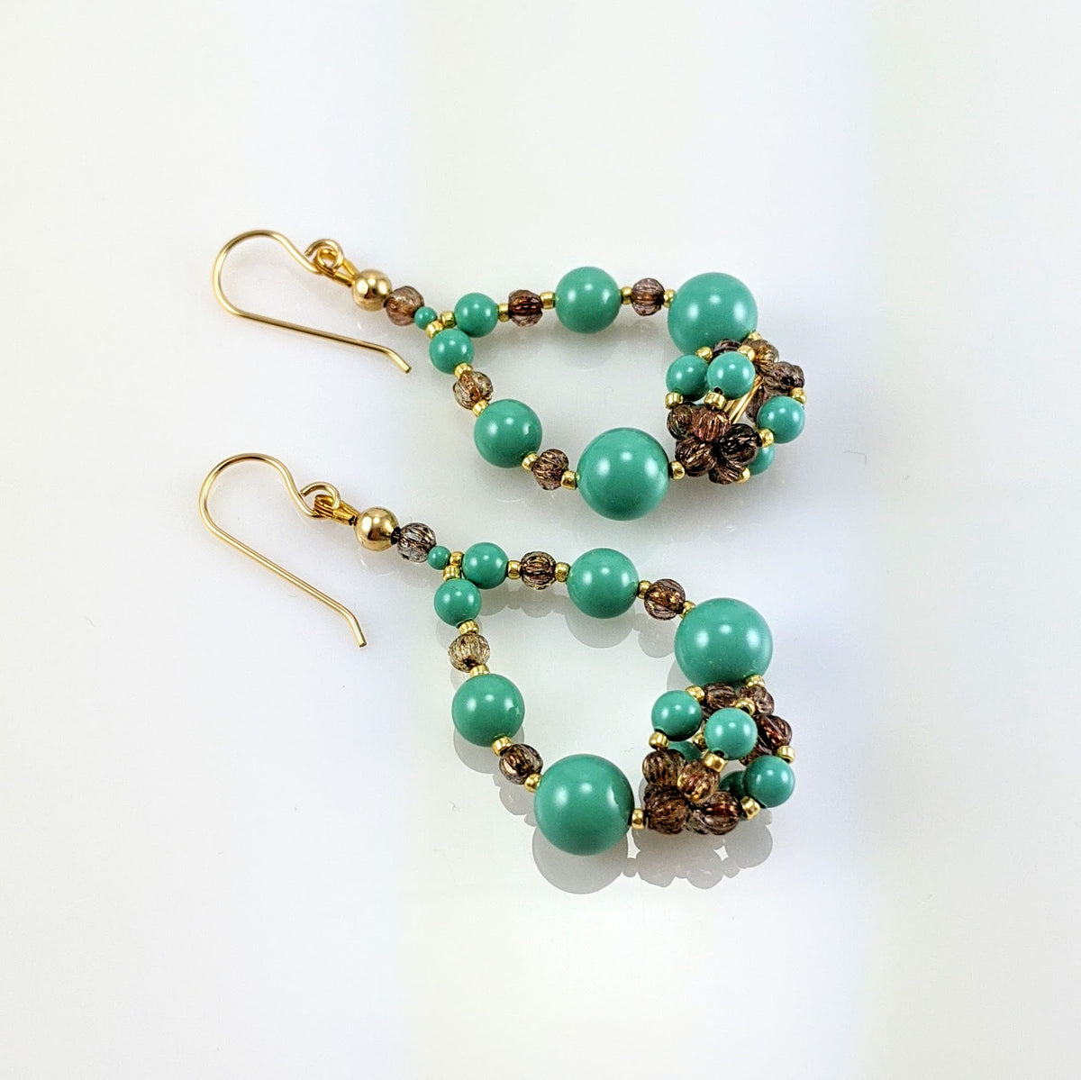 Jade crystal pearl earrings