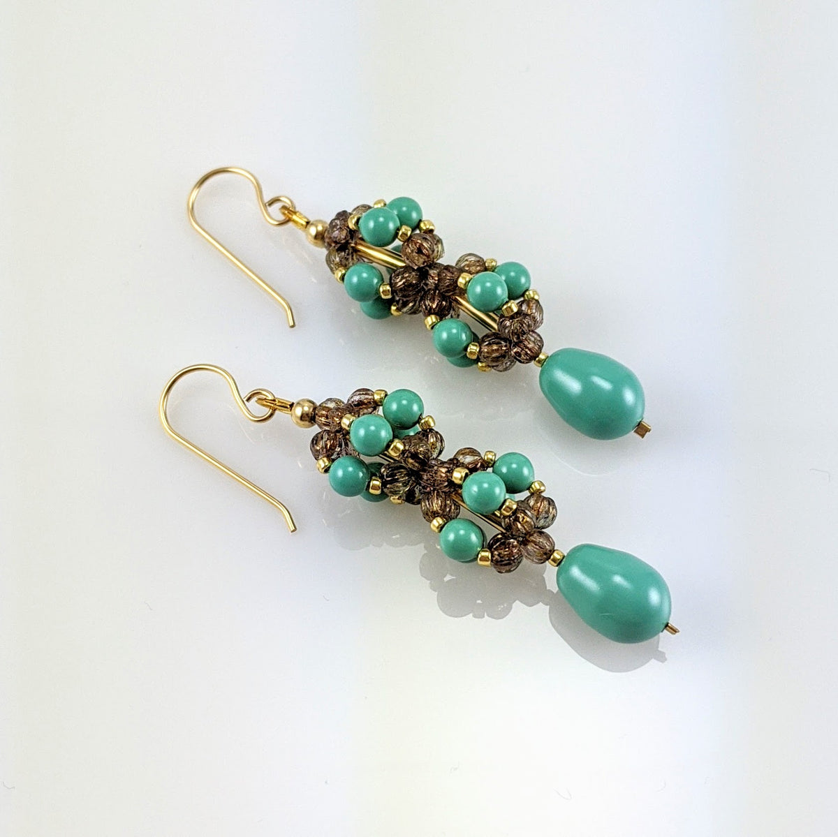 Jade crystal pearl earrings
