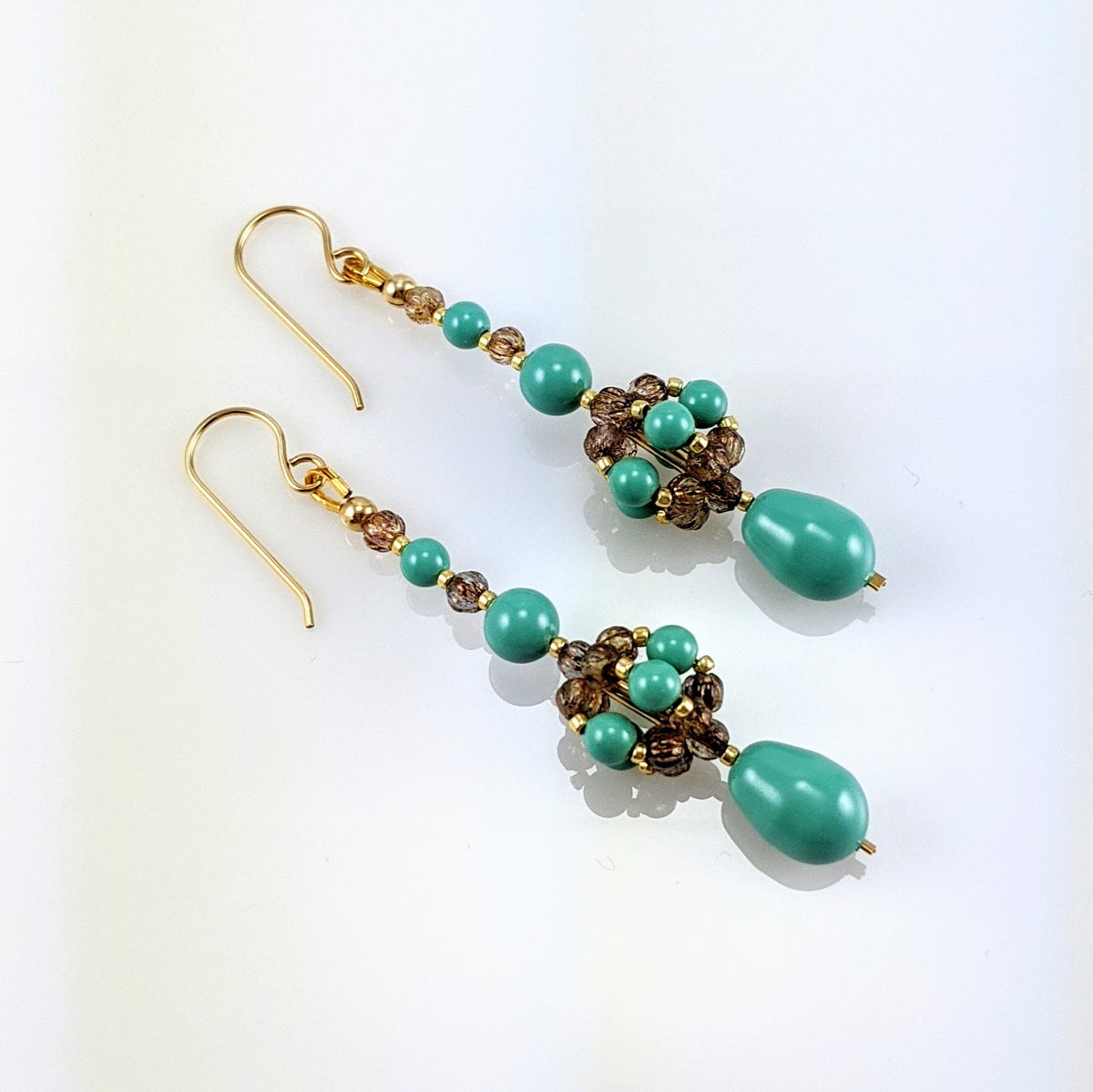 Jade crystal pearl earrings