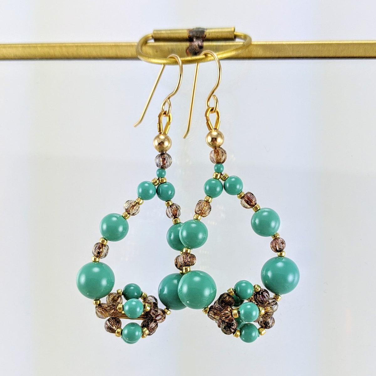 Jade crystal pearl earrings