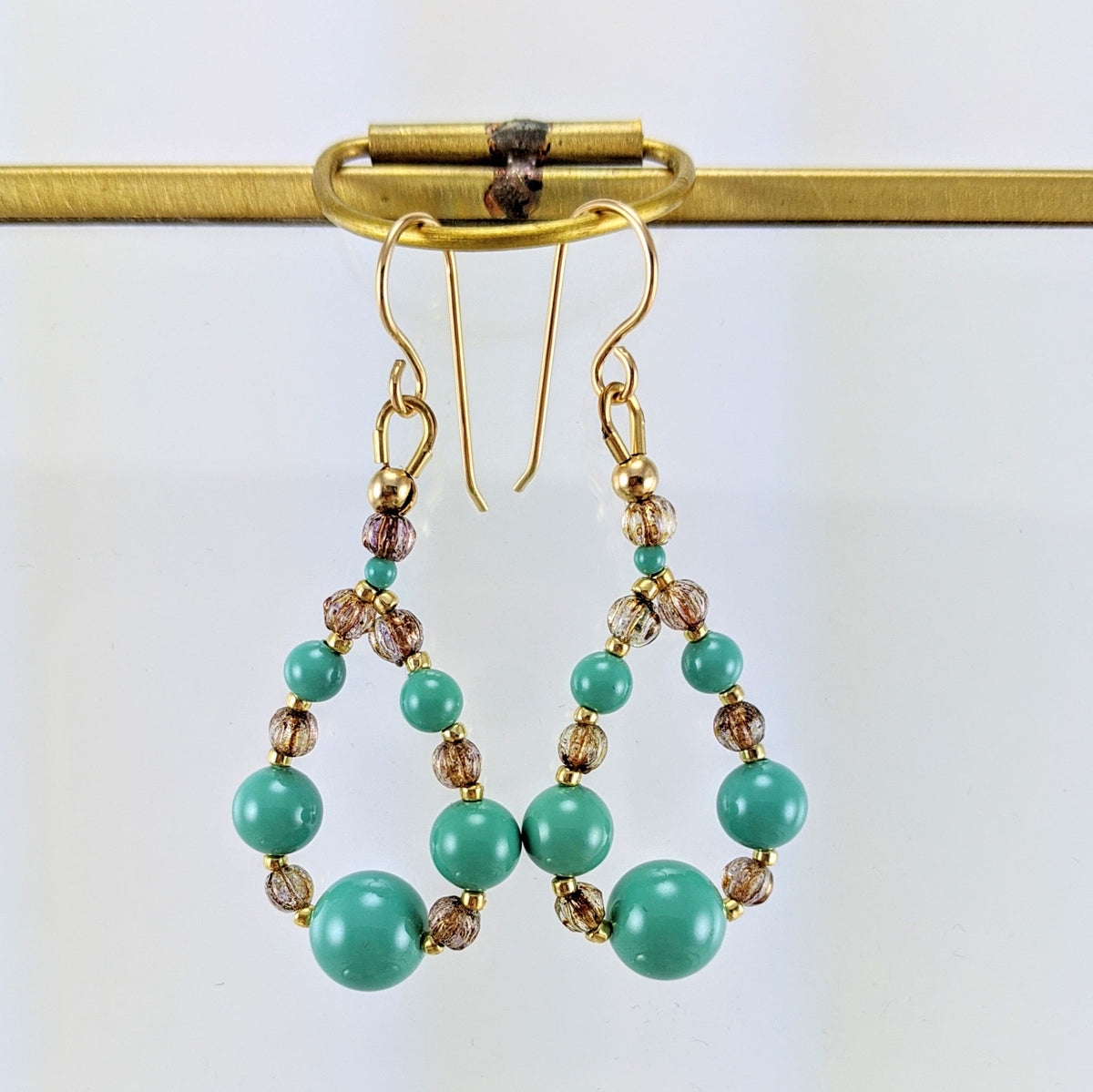 Jade crystal pearl earrings