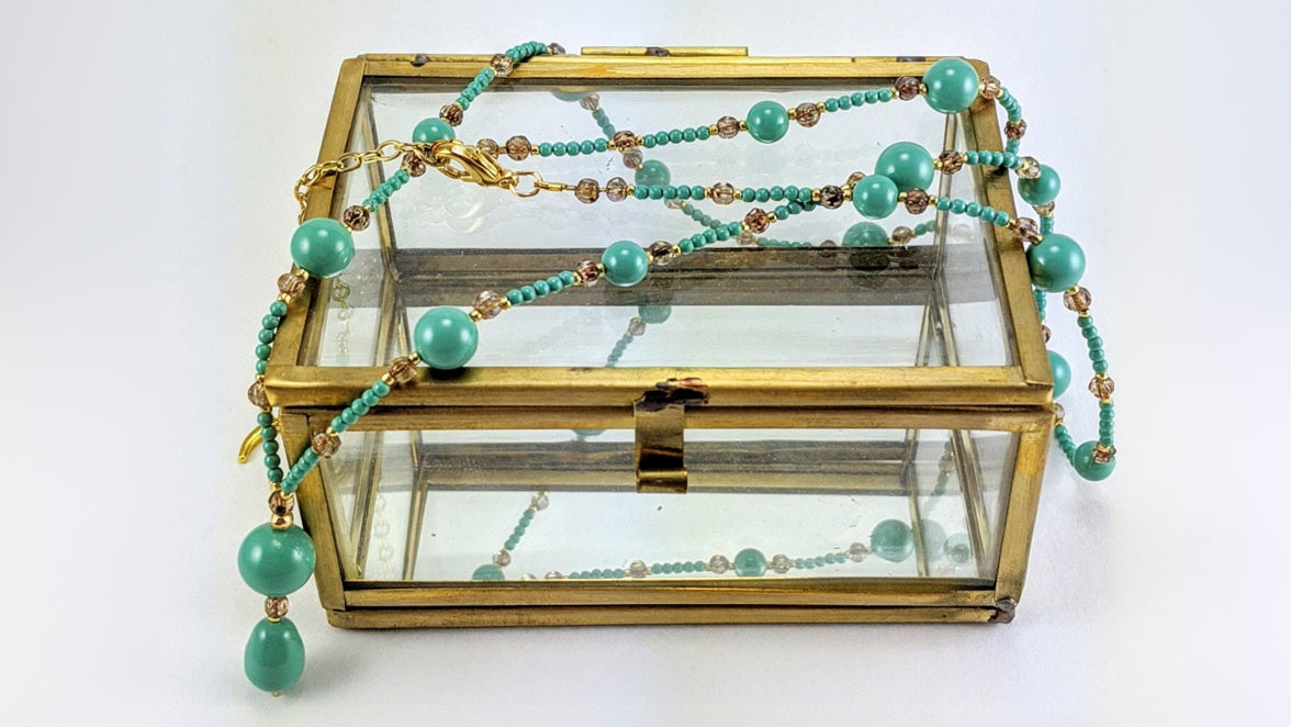 Jade crystal pearl necklace