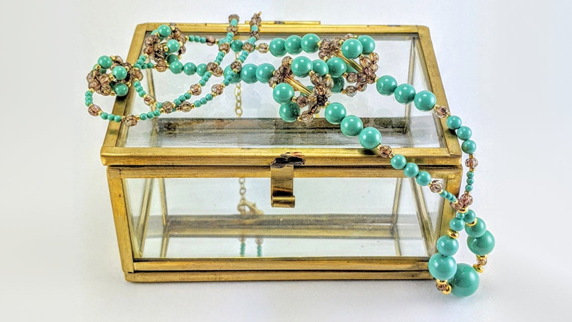 Jade crystal pearl necklace
