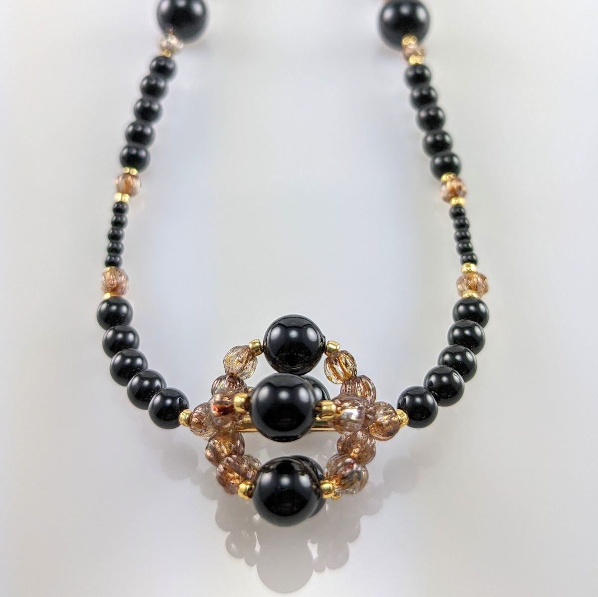 Mystic black crystal pearl necklace