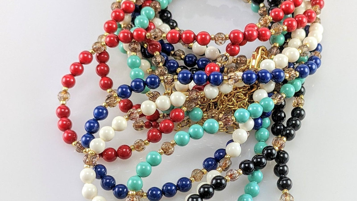 Red crystal pearl necklace