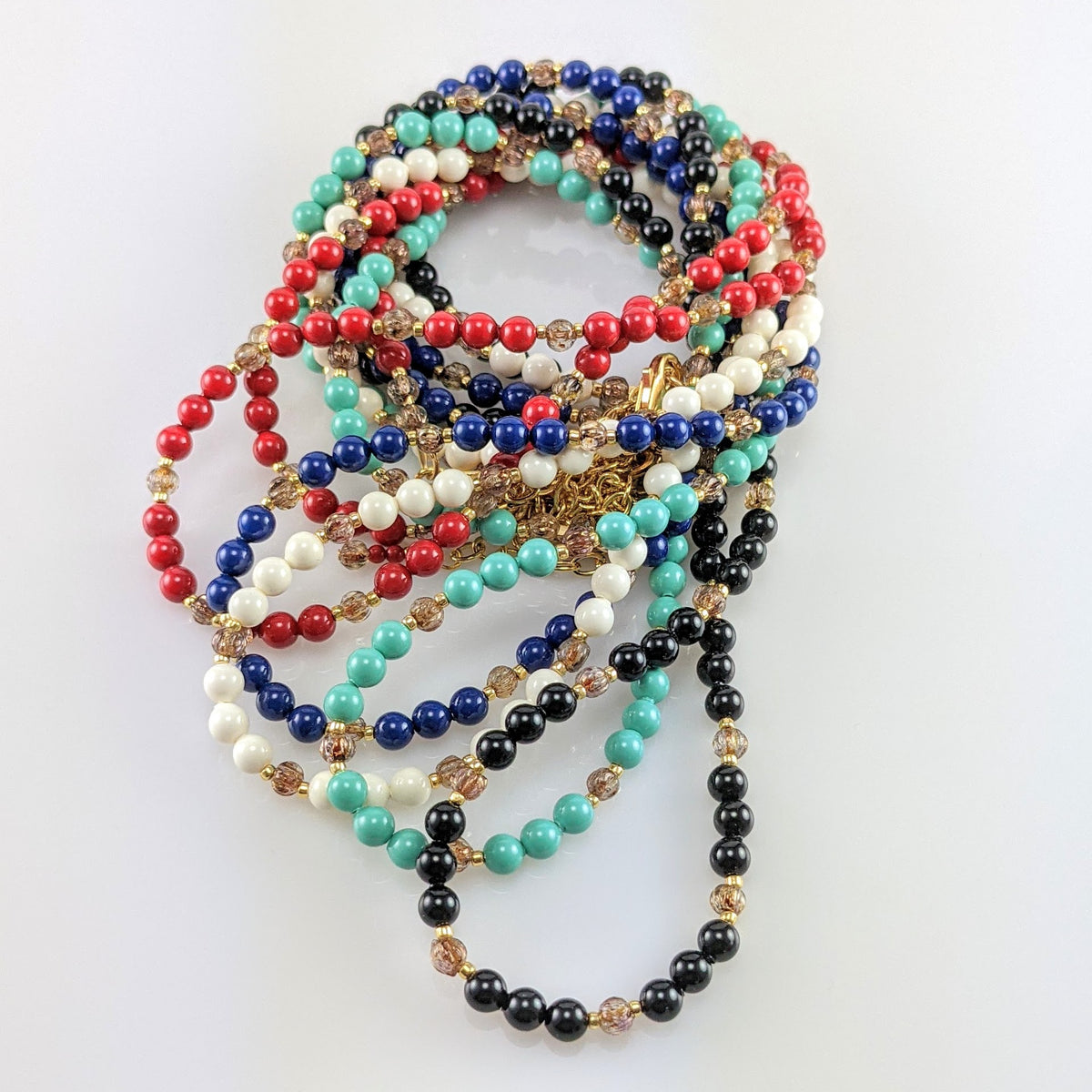 Dark lapis crystal pearl necklace