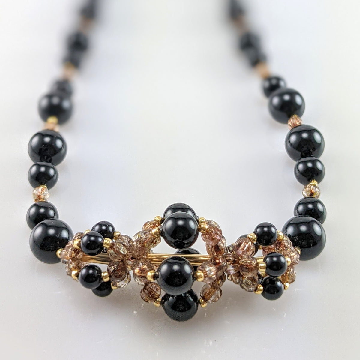 Mystic black crystal pearl necklace
