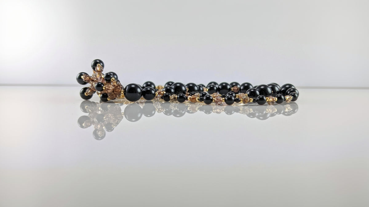 Mystic black crystal pearl necklace