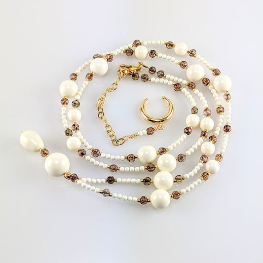 Ivory crystal pearl necklace