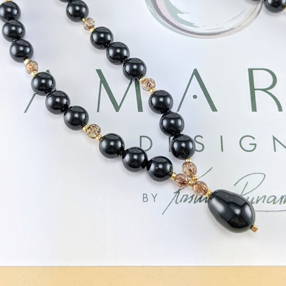 Mystic black crystal pearl necklace