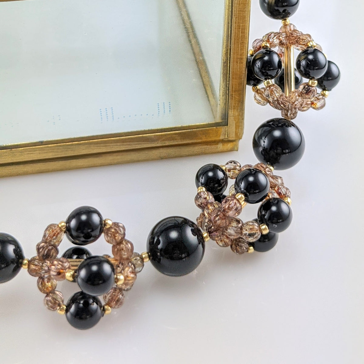 Mystic black crystal pearl necklace