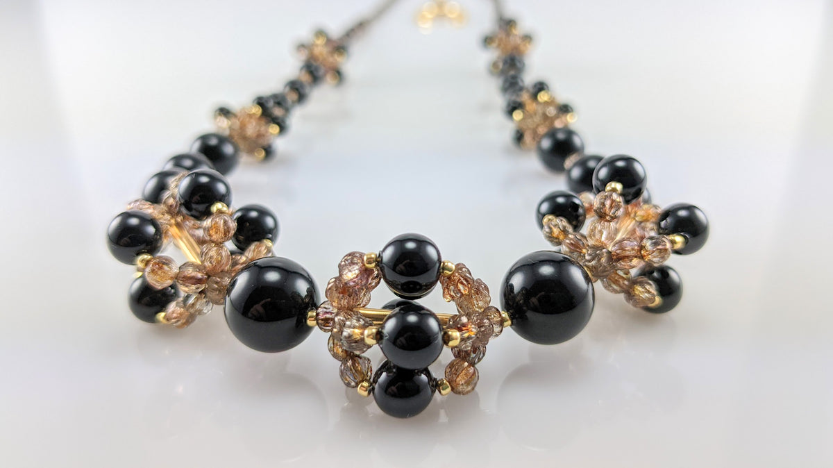 Mystic black crystal pearl necklace