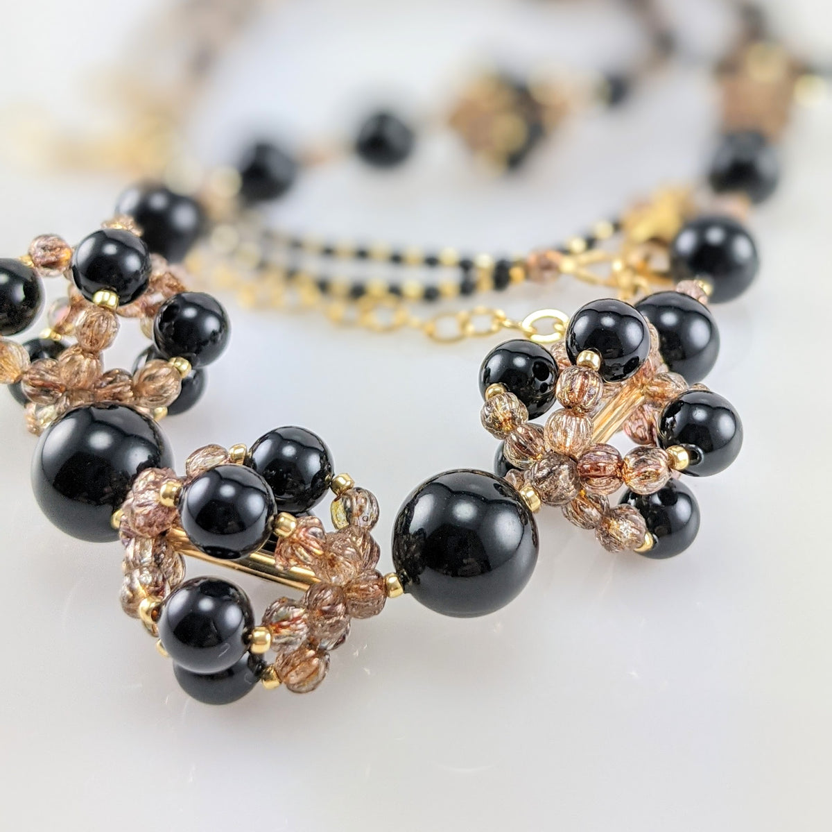 Mystic black crystal pearl necklace