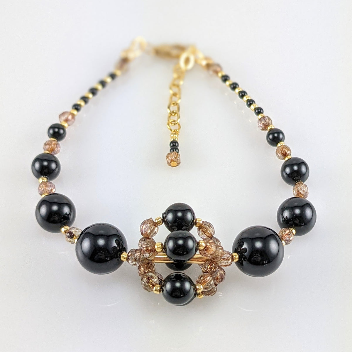 Mystic black crystal pearl bracelet
