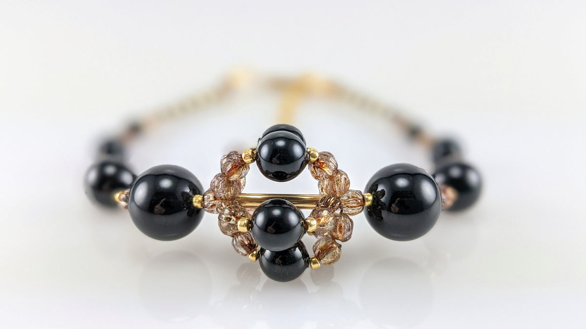 Mystic black crystal pearl bracelet