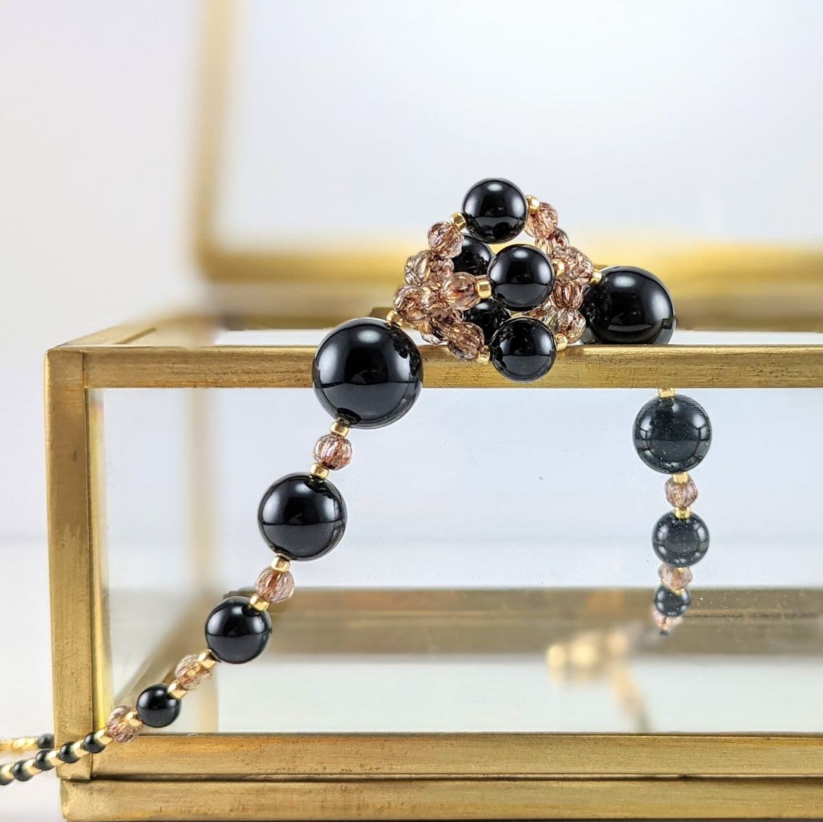Mystic black crystal pearl bracelet