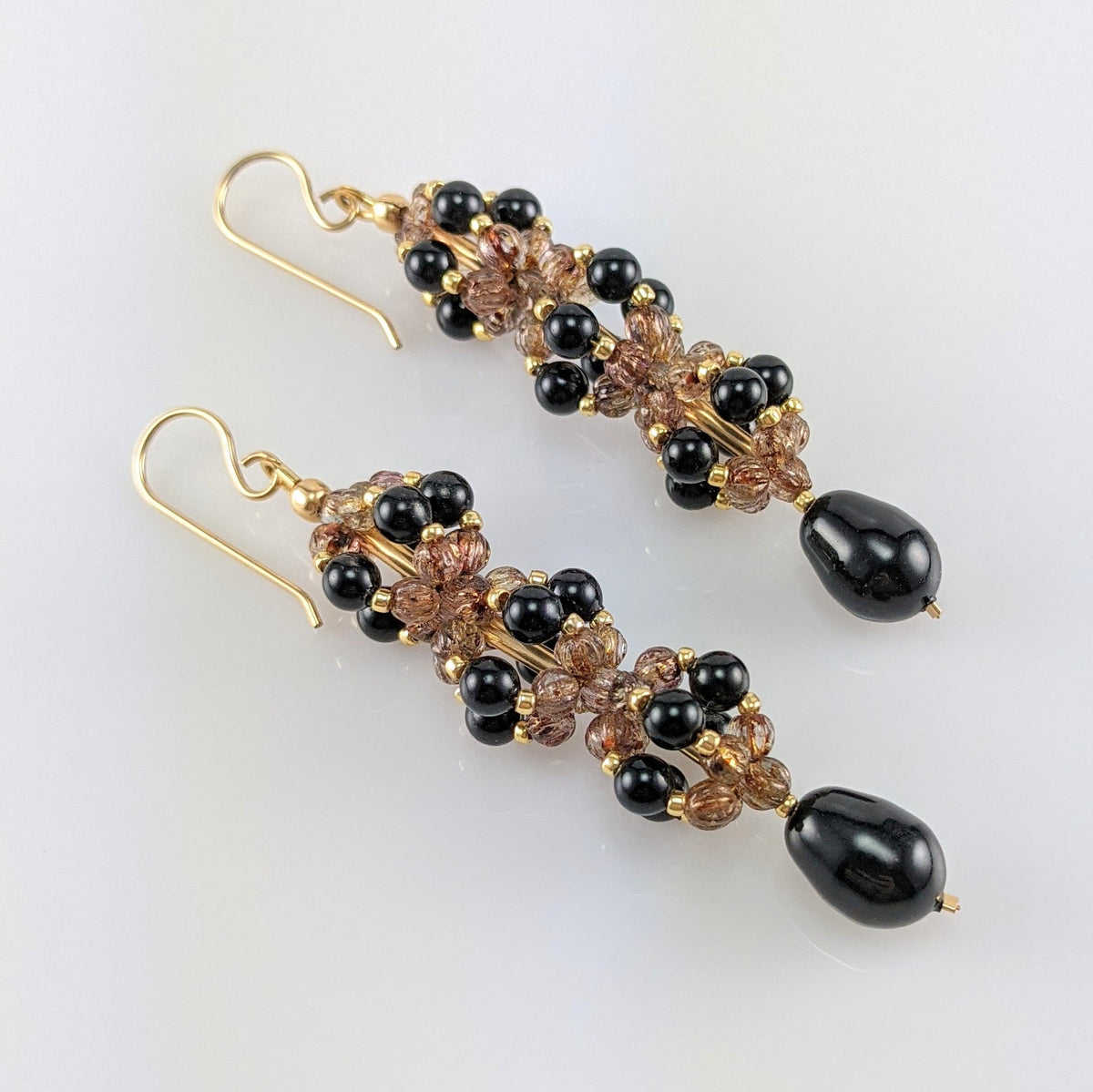 Mystic black crystal pearl earrings