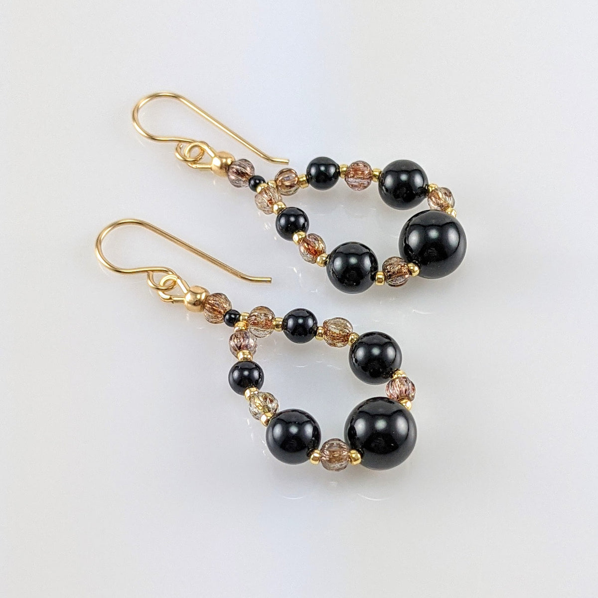 Mystic black crystal pearl earrings
