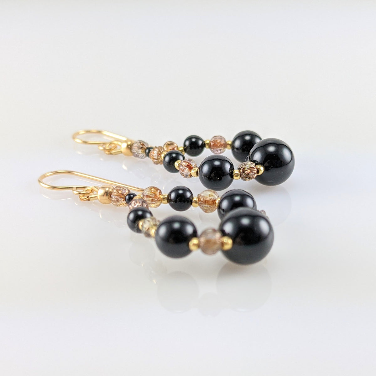 Mystic black crystal pearl earrings