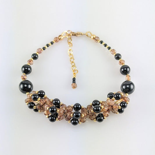 Mystic black crystal pearl bracelet