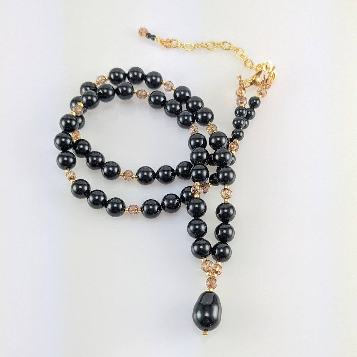 Mystic black crystal pearl necklace