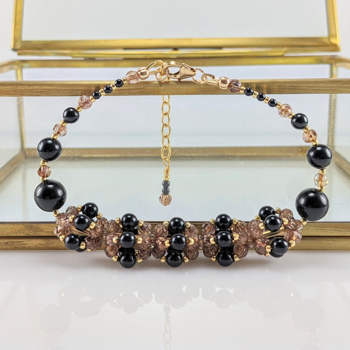 Mystic black crystal pearl bracelet