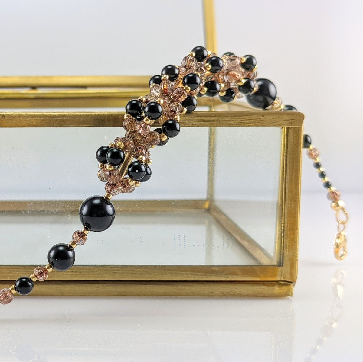 Mystic black crystal pearl bracelet