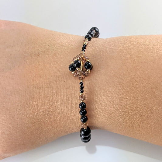 Mystic black crystal pearl bracelet