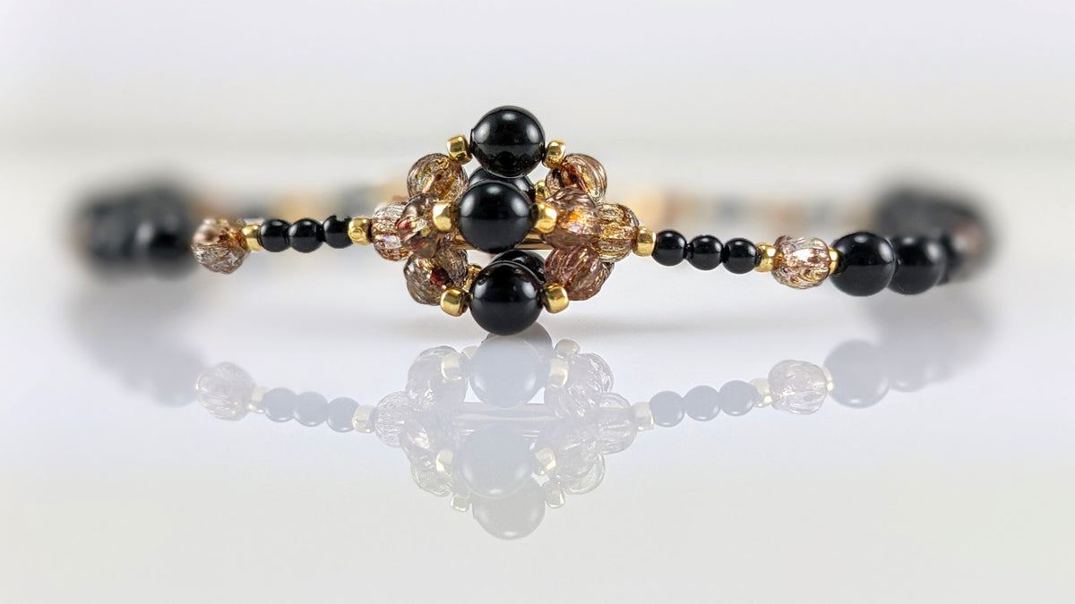 Mystic black crystal pearl bracelet