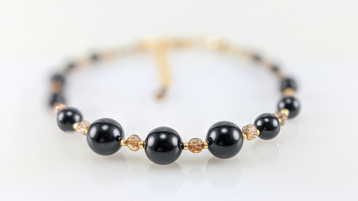 Mystic black crystal pearl bracelet