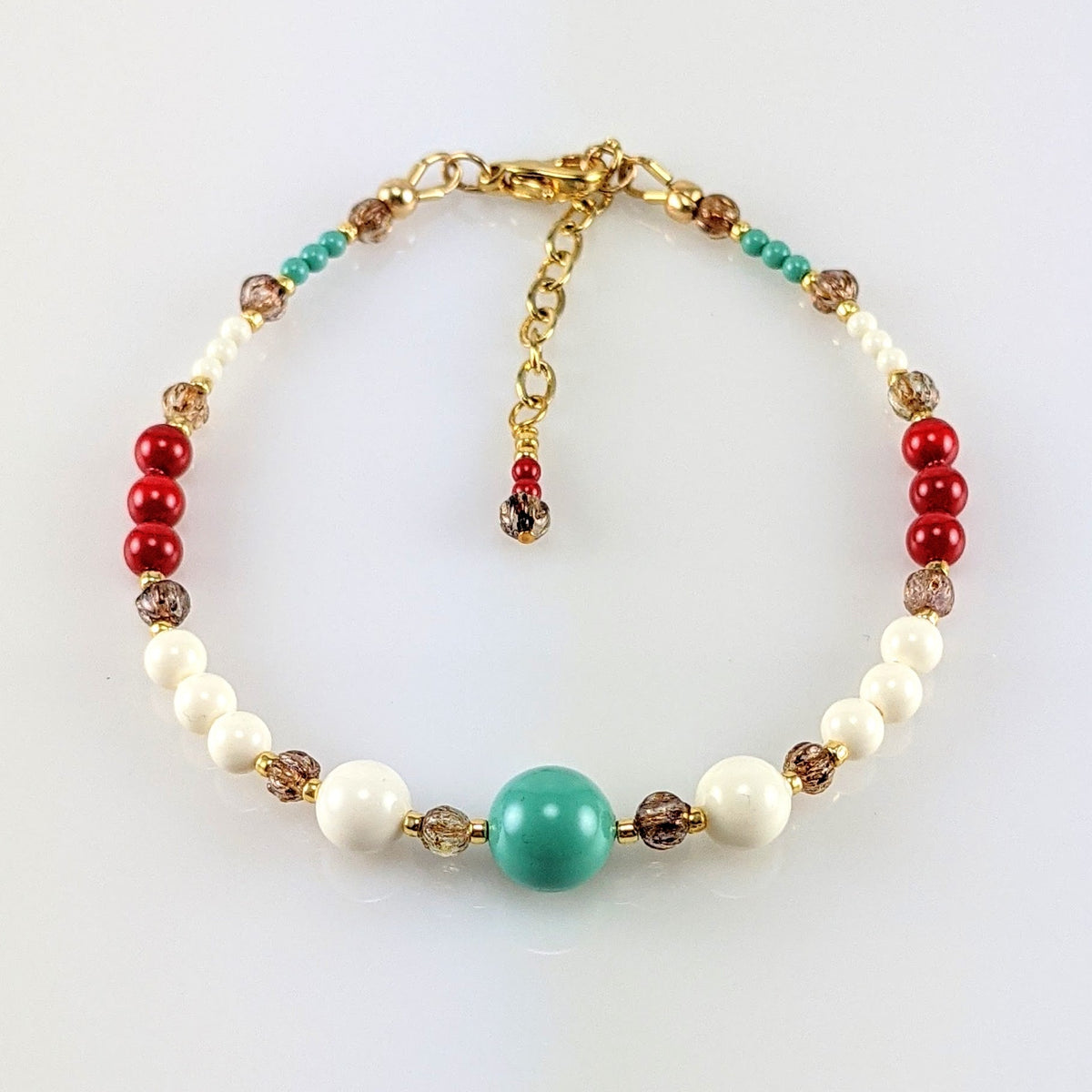 Tri - color crystal pearl bracelet