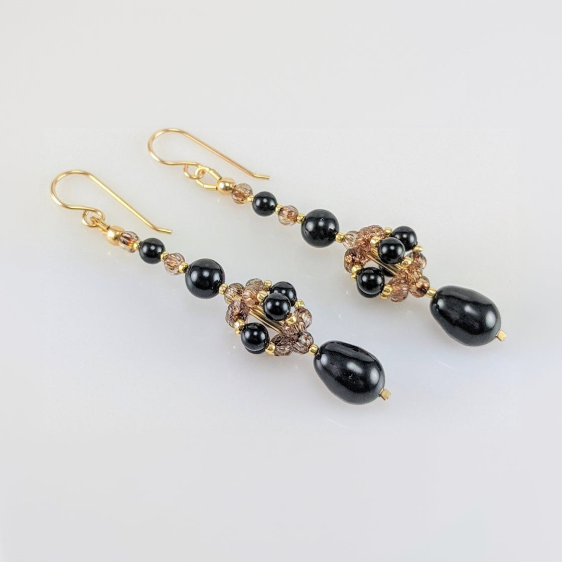 Mystic black crystal pearl earrings