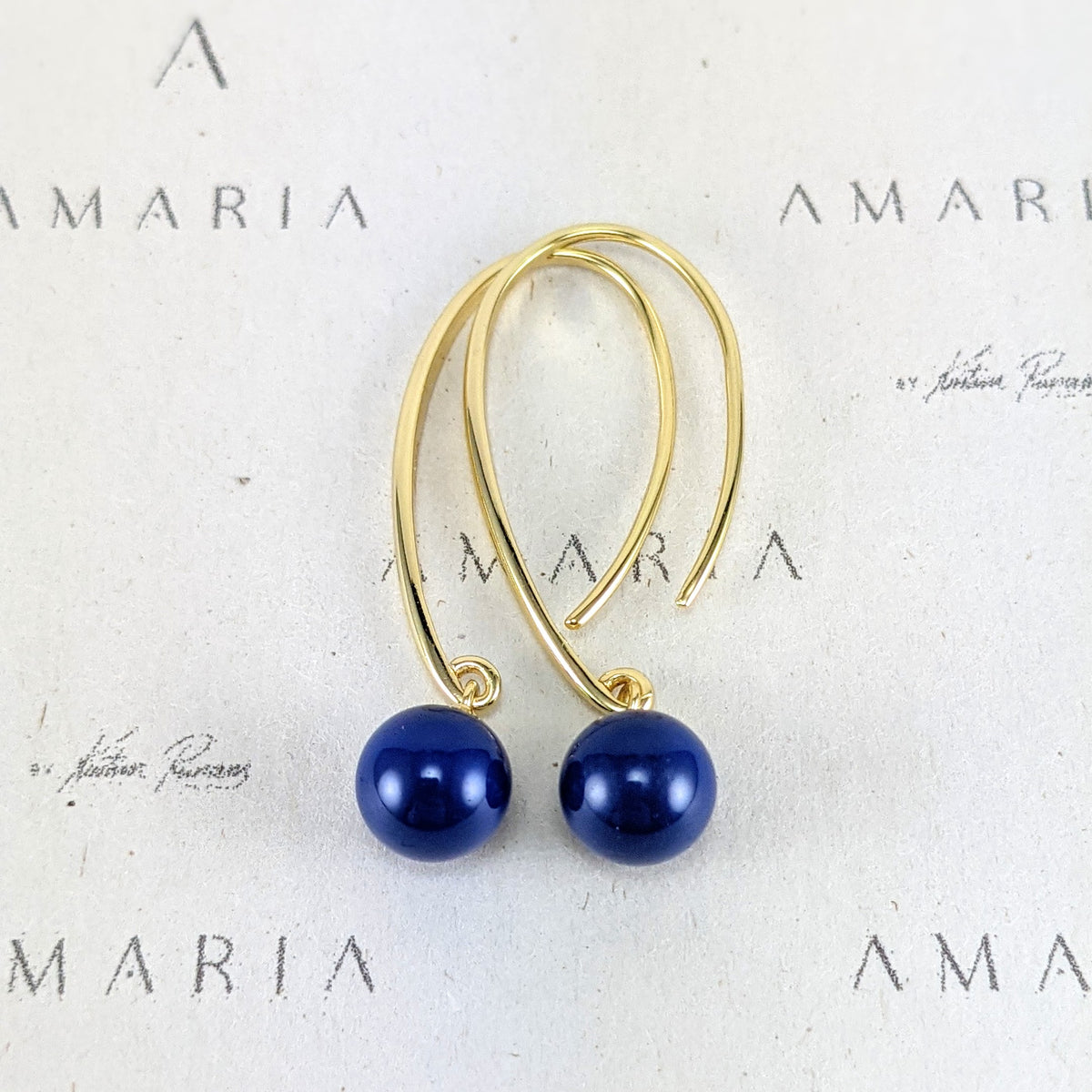 Dark lapis crystal pearl earrings