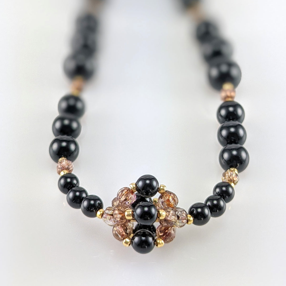 Mystic black crystal pearl necklace