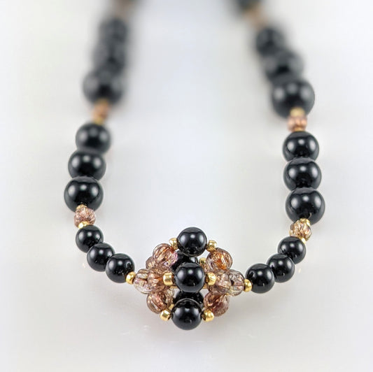 Mystic black crystal pearl necklace