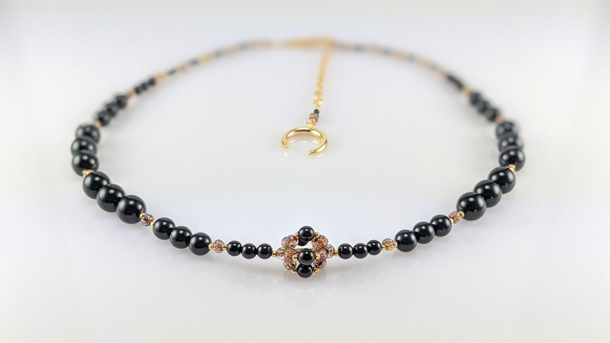 Mystic black crystal pearl necklace