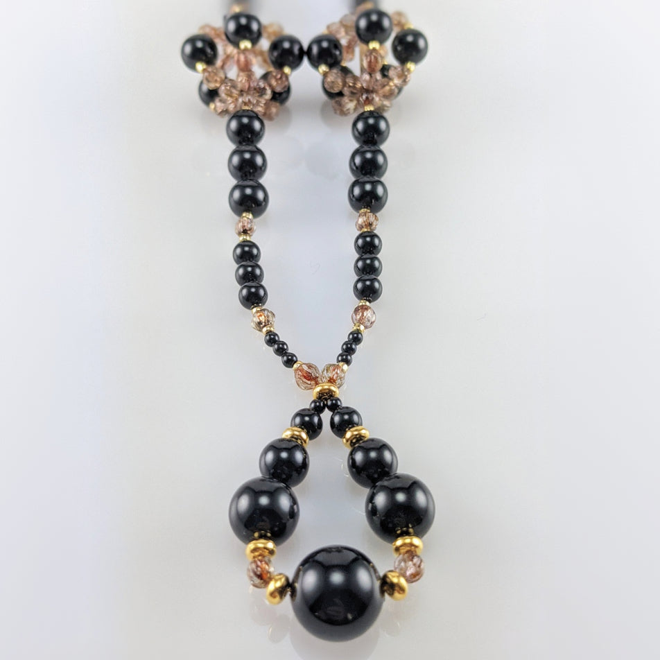 Mystic black crystal pearl necklace