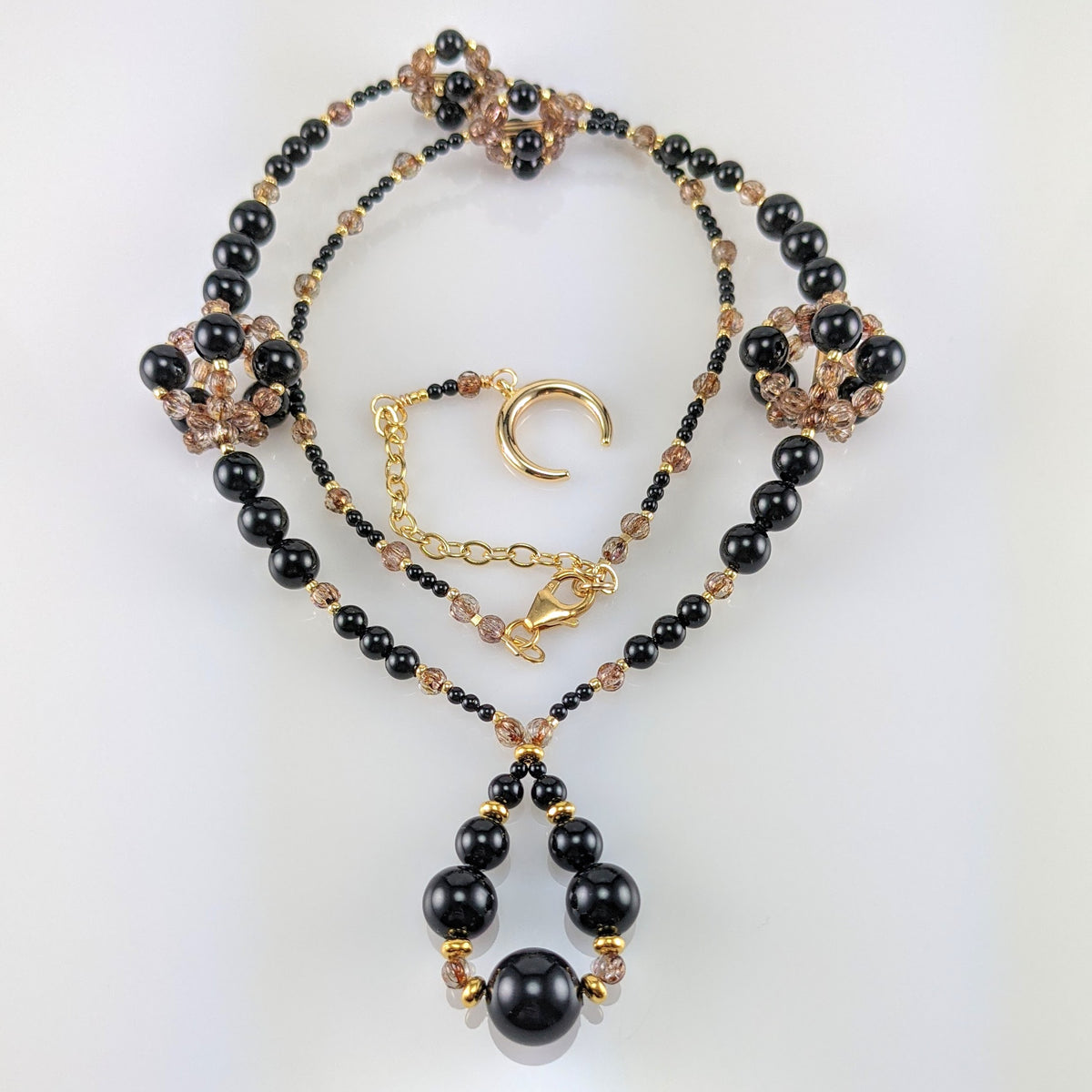 Mystic black crystal pearl necklace