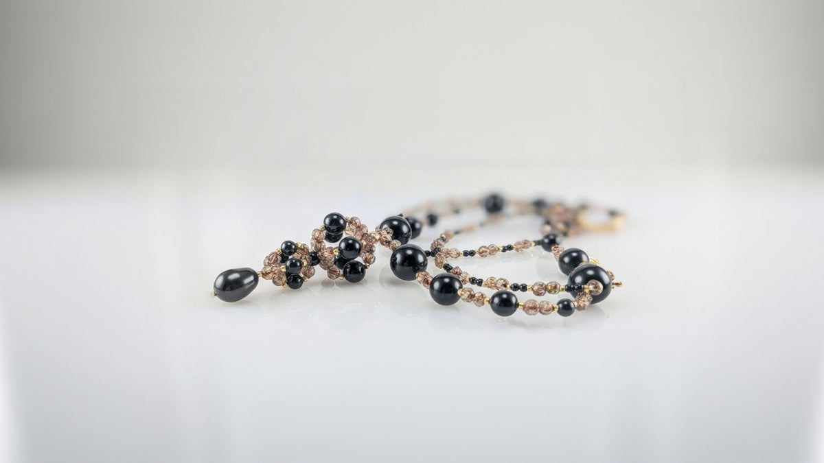 Mystic black crystal pearl necklace